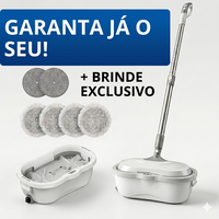 Mop Elétrico + BRINDES: Módulos de Limpeza e Tanque Suporte